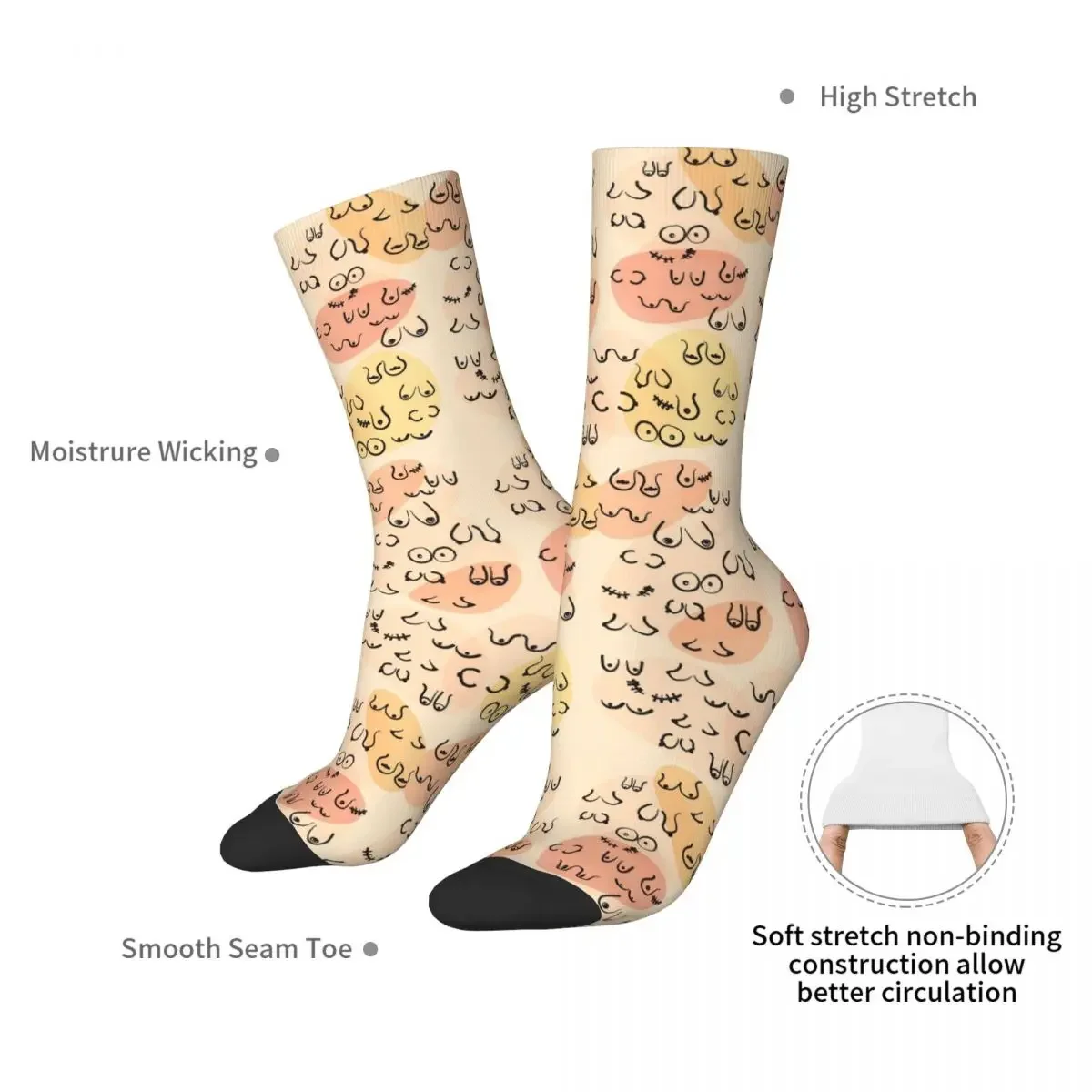 Calcetines con patrón de Boobies de mediados de siglo para hombre y mujer, medias absorbentes de sudor Harajuku, calcetines largos para todas las estaciones, accesorios para regalos