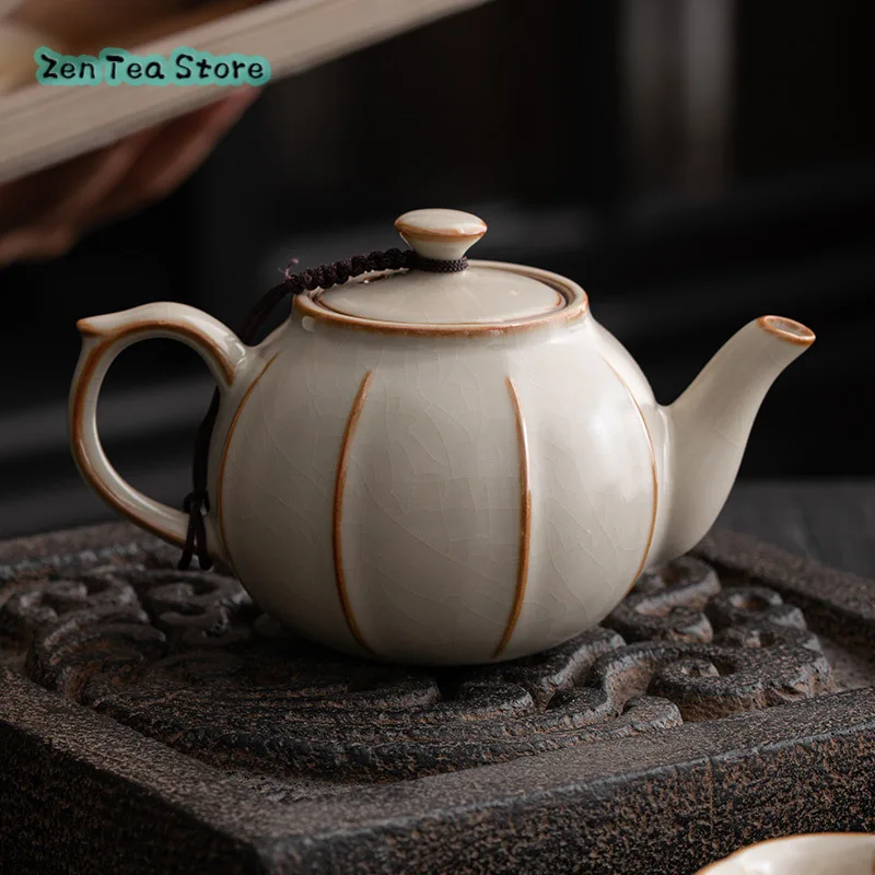 Ru Kiln Teapot Can Open Piece Ceramic Teapot Home Single Pot With Filter Chinese Kung Fu Tea Set Hand Grab Pot Single Pot