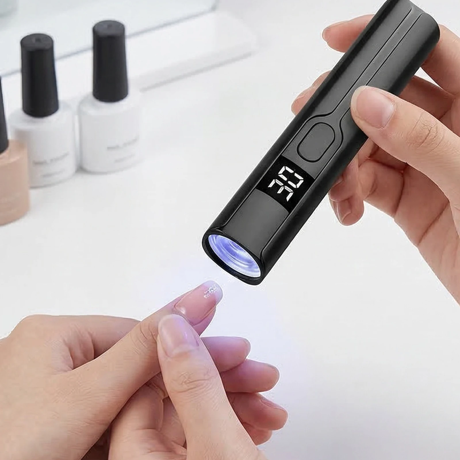 Handheld UV Light with LCD Display Mini Nail Dryer Rechargeable LED Nail Flash Cure Lamp for Gel Polish DIY Manicure view 3