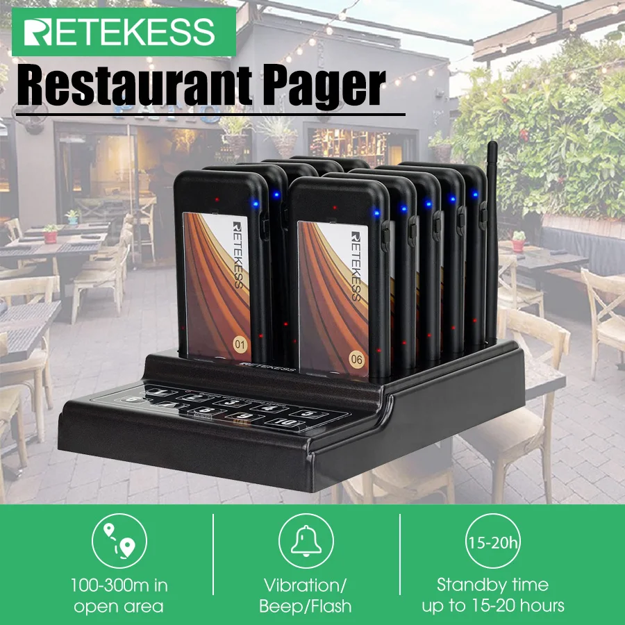 Retekess TD174 Restaurant Pager Coaster Vibrator Buzzers Small Size Paging System For Coffee Church Clinic Food Truck Bar Club