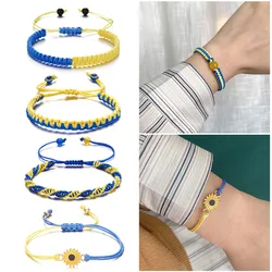 Ukrainian Charm Yellow Blue Ukraine Bracelets For Women Men Handmade Flag Color Woven String Bracelet New Design Couple Jewelry