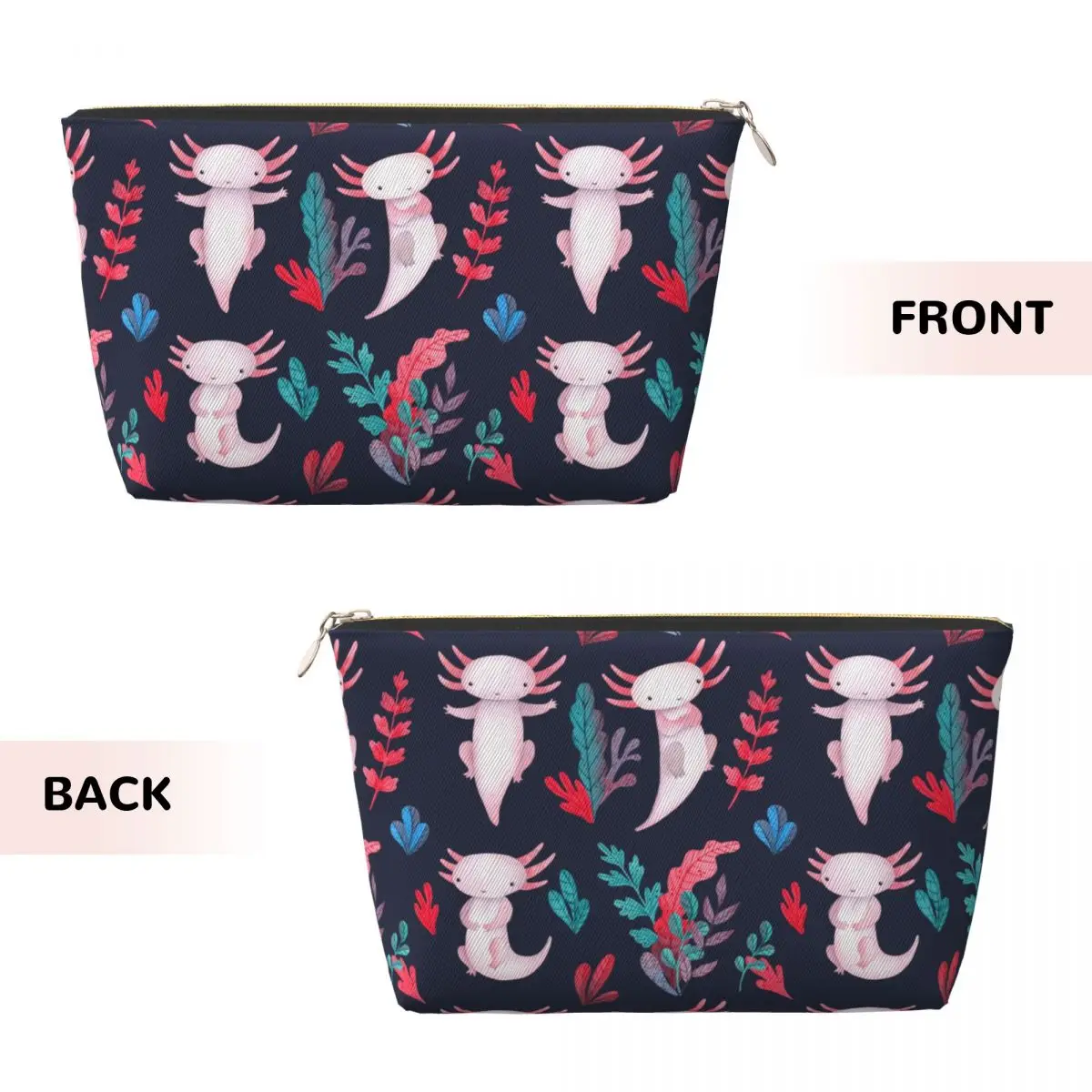 Custom Cute Salamander Animal Axolotls Makeup Bag Women Travel Cosmetic Organizer Kawaii Storage Toiletry Bags