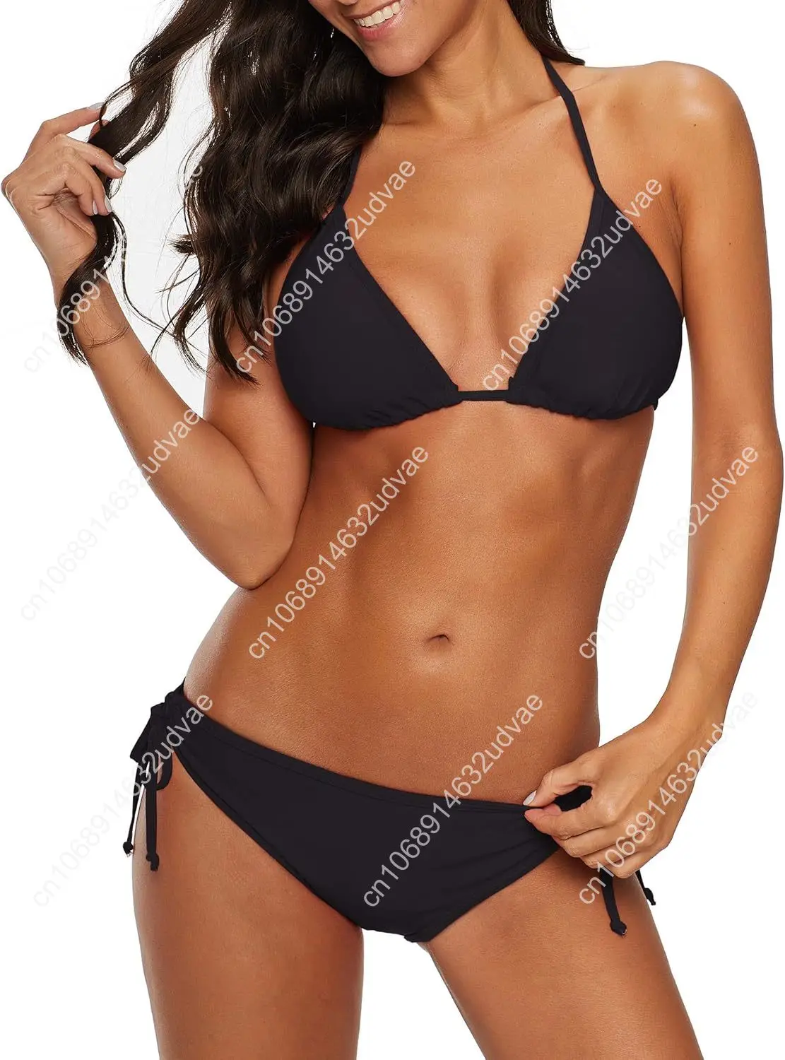 American Trends Women's String Two Piece Halter Top Triangle Bikini Set with Tie Side Bottom Sexy Swimsuit Bathing Suits
