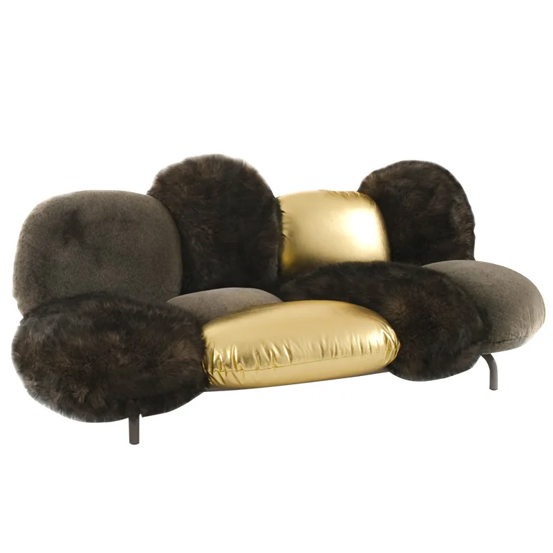 

Italian light luxury plush puff sofa, big foot, weird shape, plush spliced sofa, personalized Internet celebrity sofa