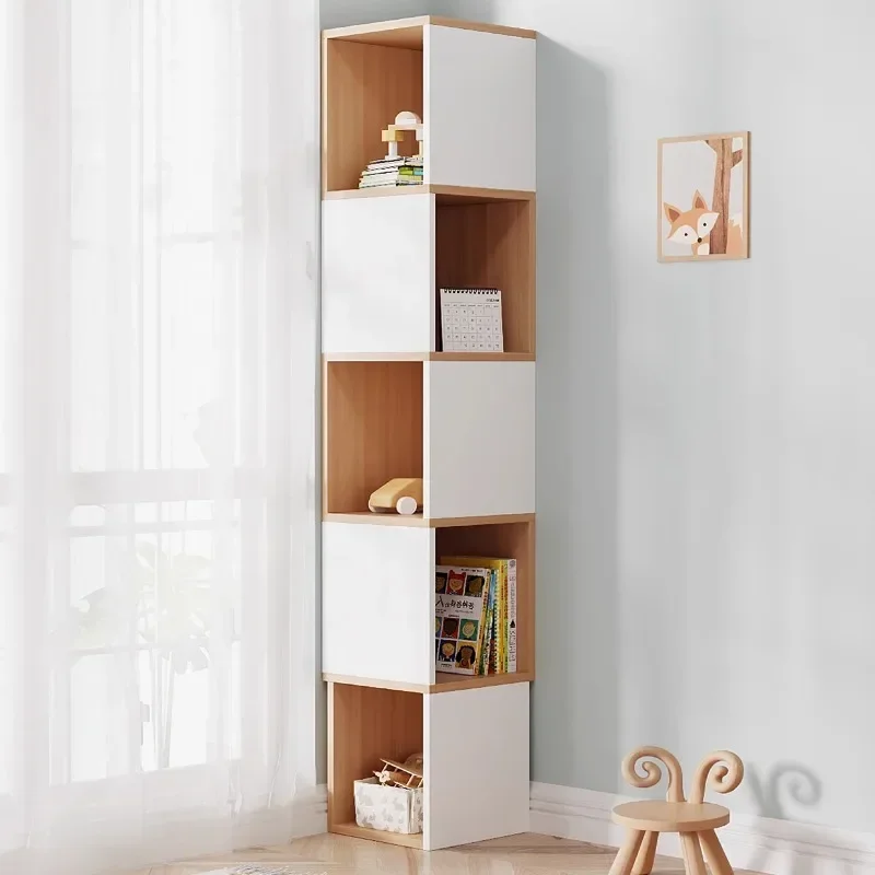 

-Solid wood corner bookcase corner bookcase corner cabinet Nordic living room bedroom modern minimalist floor shelf