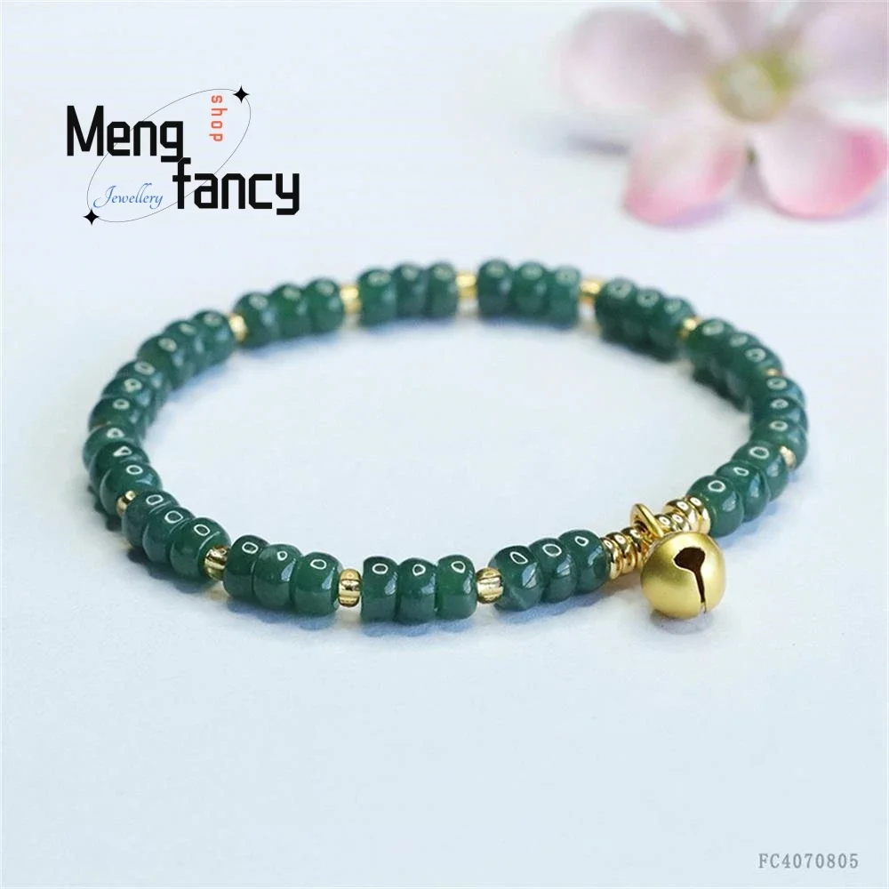 Natural A-goods Jadeite Blue Water Abacus Beads Jade Bracelet Exquisite Elegant Simple High-grade Luxury Quality Fashion Jewelry