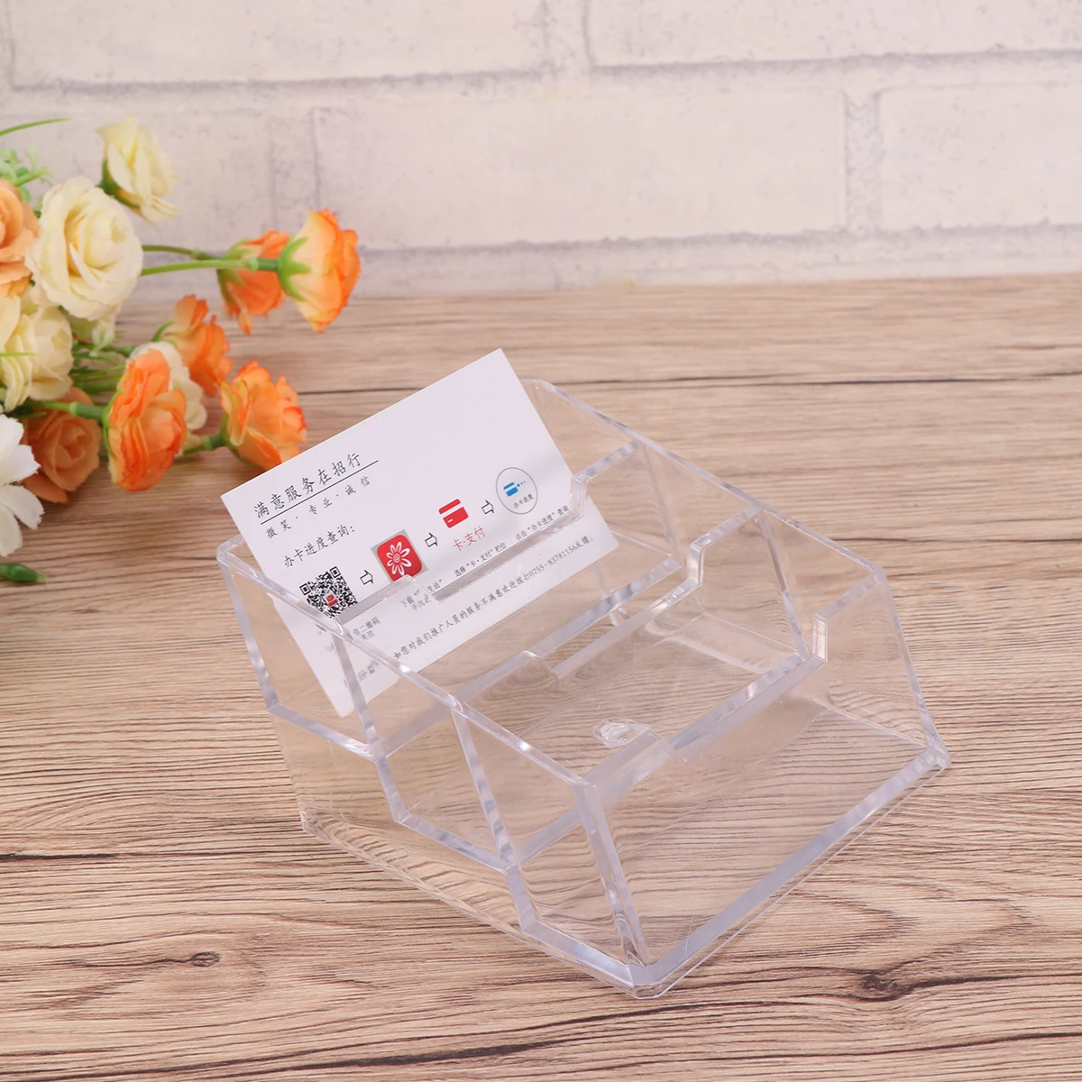 

Acrylic Business Holder Three Slots Office Stationery Desktop Supplies Cards Organizer Table Storage Box For School Teacher