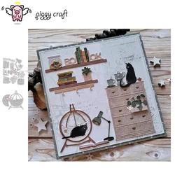 Piggy Craft metalowe matryce do wycinania matryce do wycinania Półka na książki meble Scrapbook papier rzemiosło nóż forma ostrze dziurkacz szablony matryce