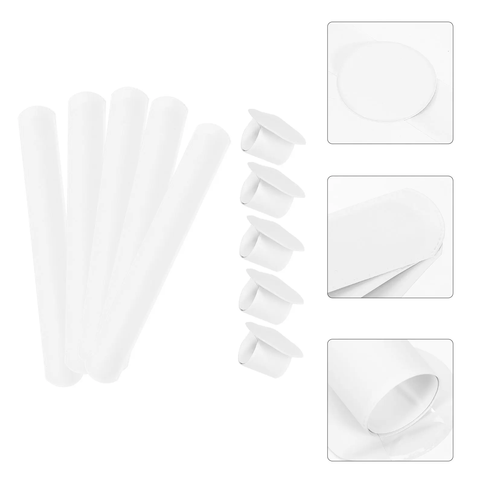 

20 Pcs Pat Ring Bracelet DIY Bracelets for Kids White Slap Wristbands Metal Snap Bulk Plain Blank