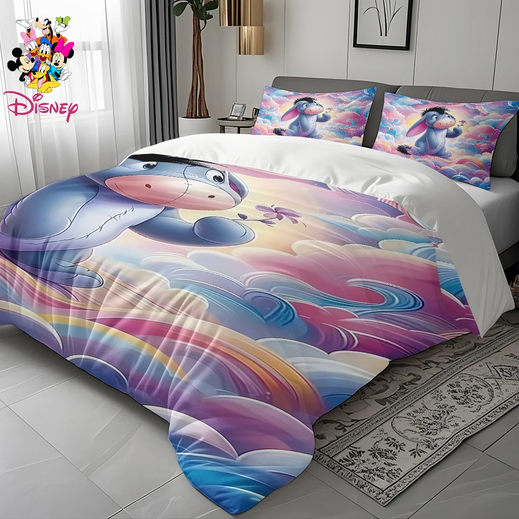 2/3-częściowy zestaw poszewek na kołdrę Disney Eeyore bez wypełnienia, modny i wygodny, idealny do sypialni rodzinnych i pokoi gościch