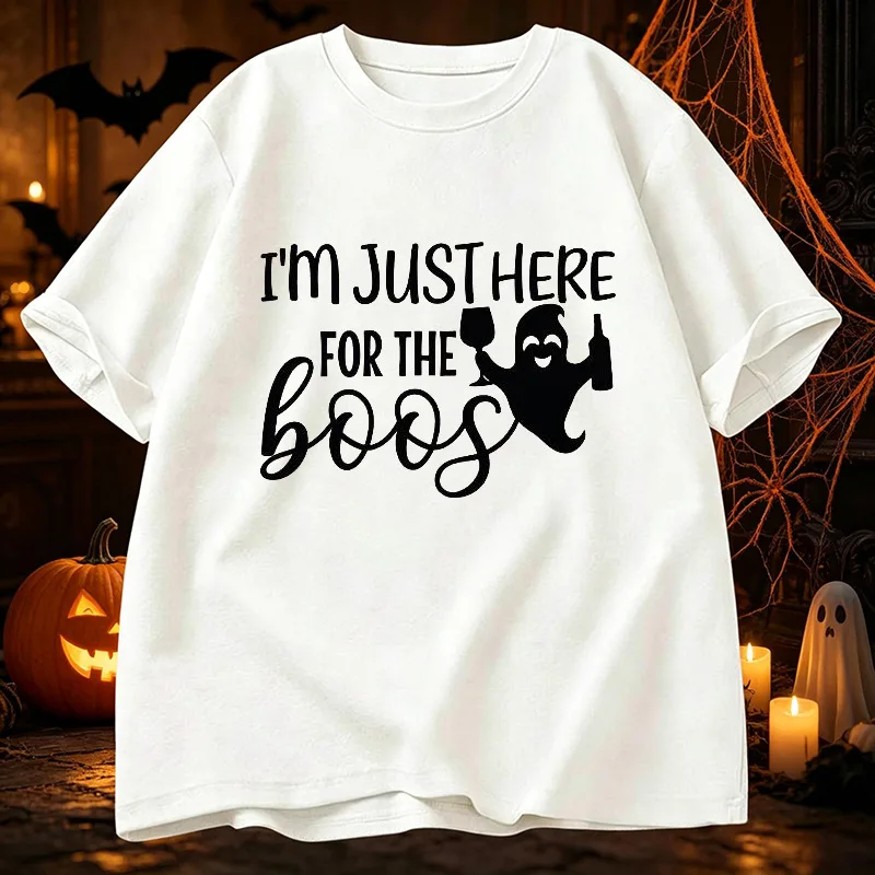 Men Summer Casual T Shirt Halloween Ghost Wine Bottle Boos Graphic Print O Neck Short Sleeve Soft Loose Tee Tops for Male Tops