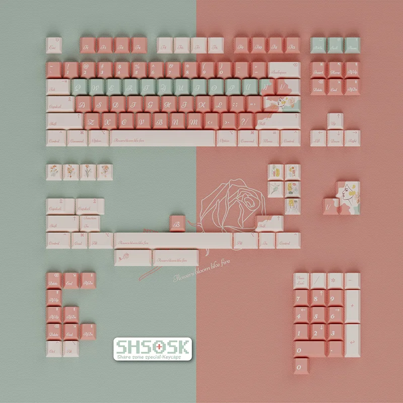 

142 клавиши SHSOSK Cherry Profile Macaron Theme Термосублимационные колпачки для клавиш PBT для механической клавиатуры MX Switch для периферийных устройств