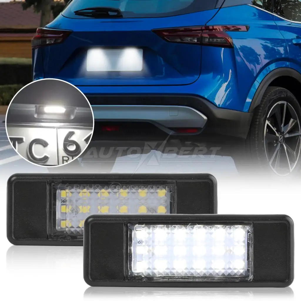 2PCS For NISSAN Pathfinder Qashqai J10 J11 X-Trail T30 T31 Juke F15 Car LED License Number Plate Light Lamp Xenon White Canbus