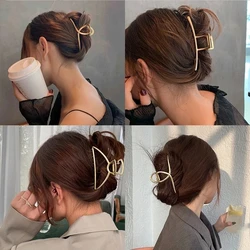 Fashion Hollow Geometric Hair Clips for Women Metal Hair Claw Cross Hairclip Headband Hairpin Elegant Women Hair Accessories