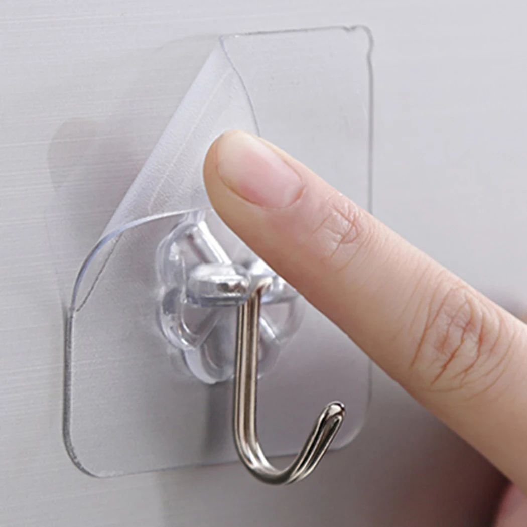 Gancho adhesivo transparente para colgar en la pared, ventosa sin clavos, para cocina y baño