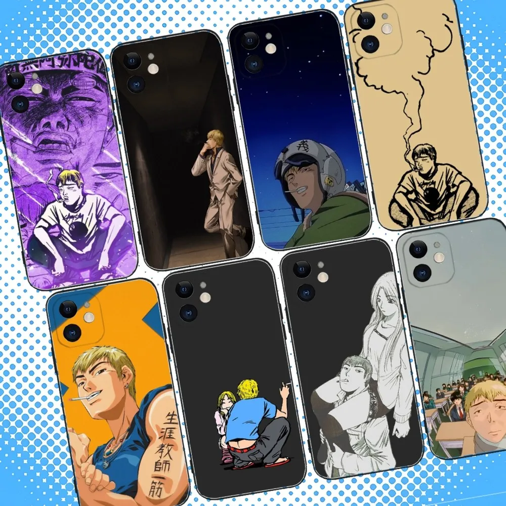 

Great Teacher Onizuka GTO Phone Case For iPhone 16,15,14,13,12,11,Pro,Max,Plus,X,XS,XR,SE,8,7,Mini,Soft Silicone Black Case
