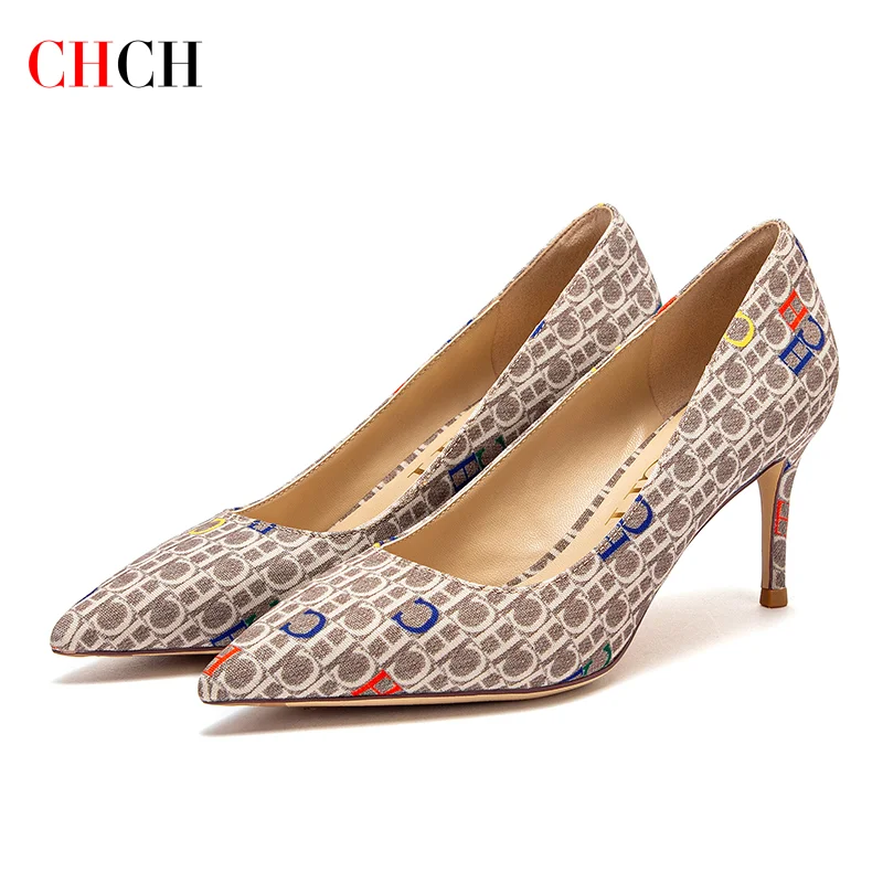 CHCH Women's High Heels Autumn New Fabric Pointed Business Women's Shoes 7cm