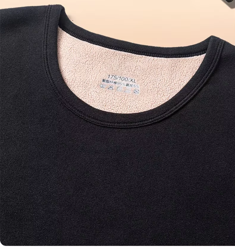 Herren Langarm-T-Shirt, Fleece-gefüttert, Verdickter Samt, Warm, Rundhals, Einfarbig, Dehnbares Basis-Shirt, Lässiges Winter-T-Shirt 6XL – Detail 10