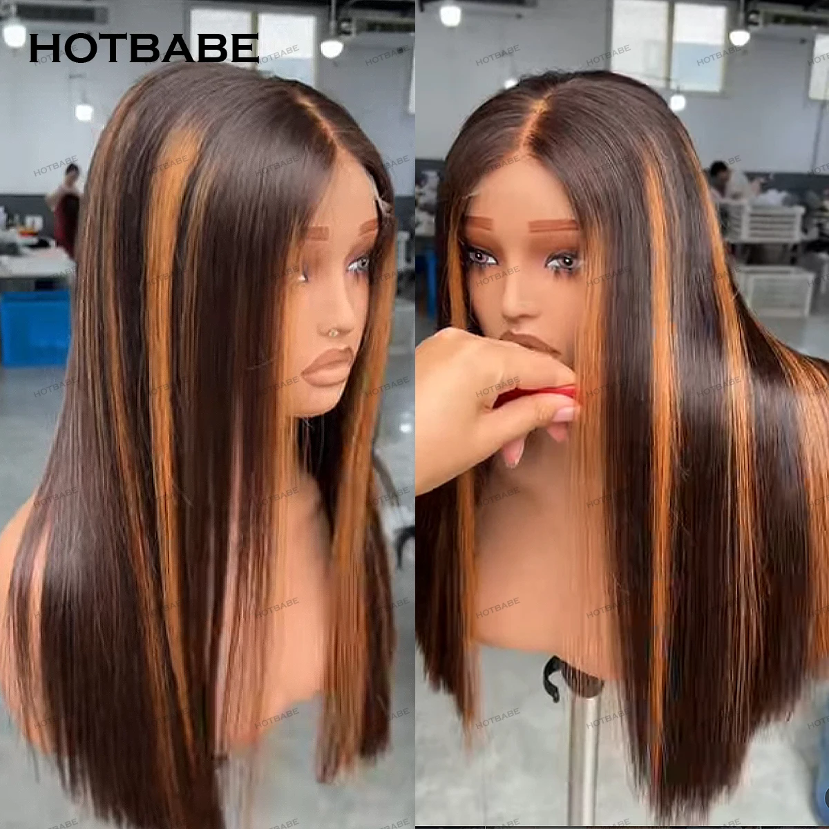 Silky Straight 360 HD Transparent Lace Frontal Wigs Highlight Human Hair Brazilian Remy For Women Glueless Wigs Human Hair 1B/27