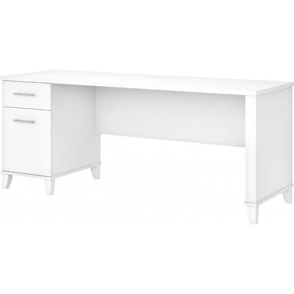 Bush Furniture Somerset 72W Office Desk with Drawers in White