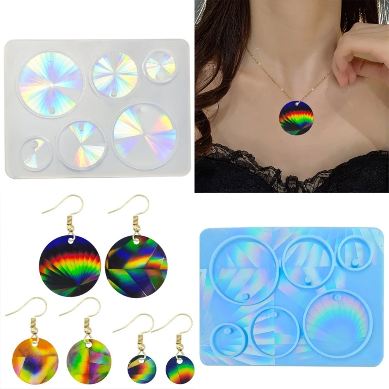 Holographic Resin Silicone Mold DIY Geometric Earring Keychain Pendant Mould Light and Shadow Crystal Epoxy Molds Crafts