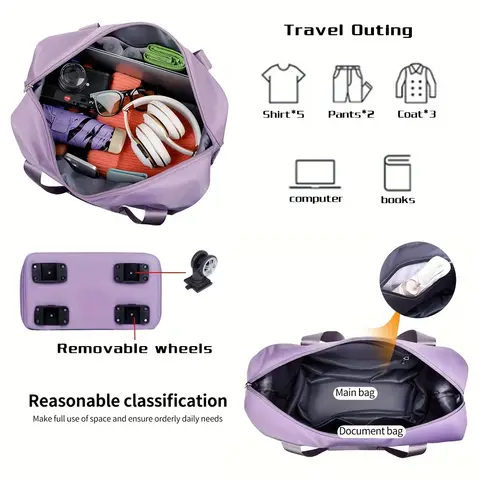 Portable Travel Bag With Universal Wheels Large Capacity Hand Pull Lage Bag Dry Wet Separation Storage Fitness Bags