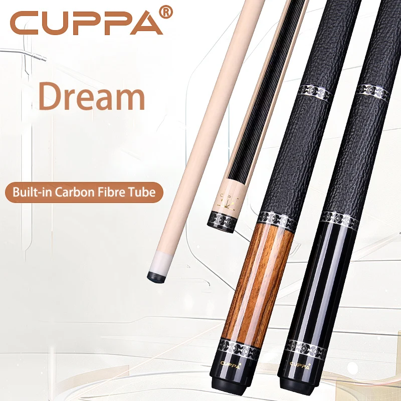 New Arrival CUPPA Dream Pool Cue Career Tip 12.5mm Tip Size Carbon Fibre Tube Shaft Slow 8 Teeth Joint Pool Cue Stick