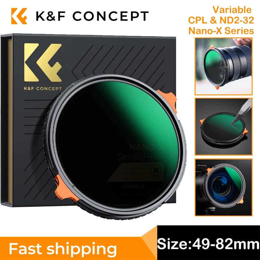 

K&F Concept True Color Variable CPL & ND2-32 (1-5 Stops) Lens Filter for Camera Lens Neutral Density Polarizer Filter Nano-X