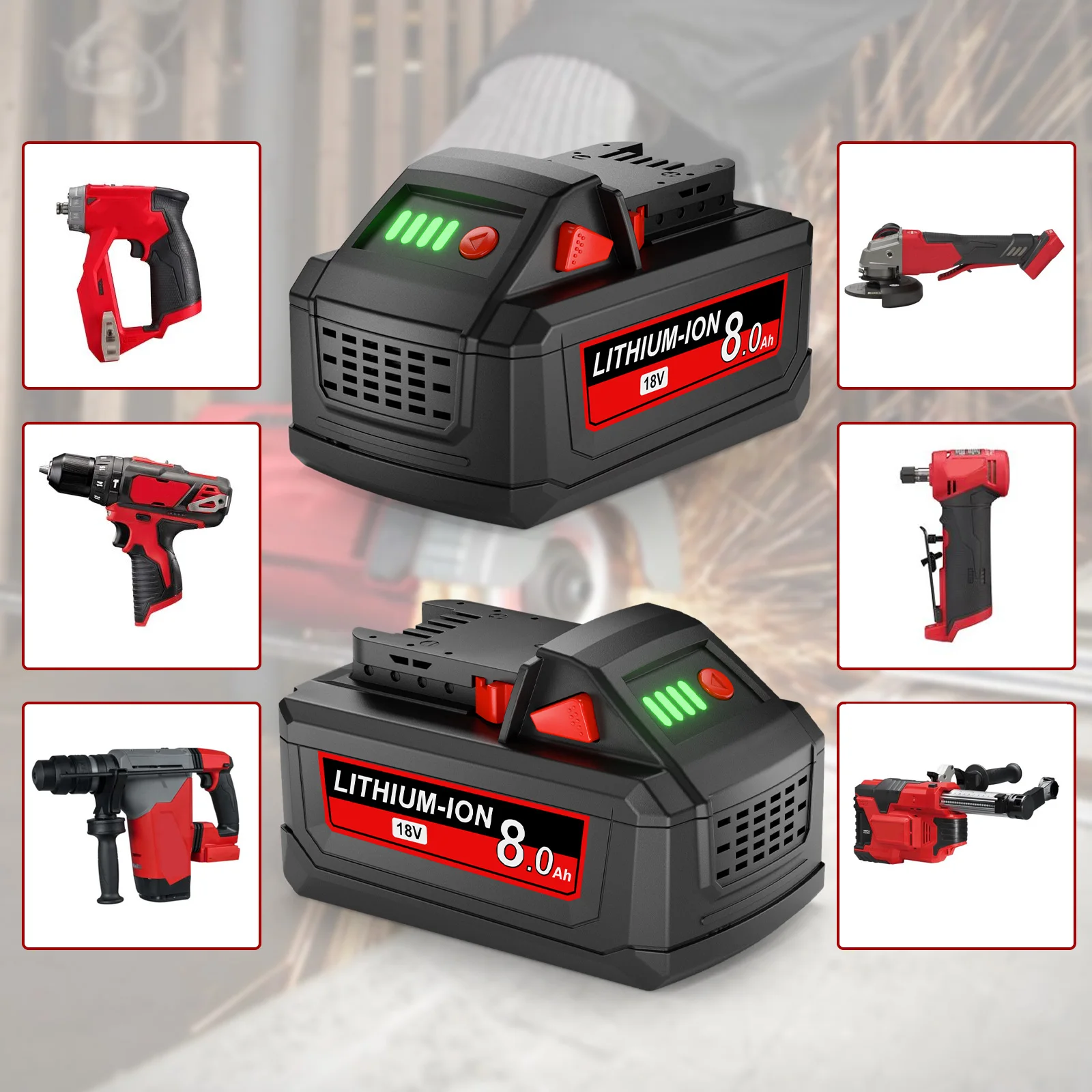 Akumulator Milwaukee M18 18V 8000mAH Li-ion 48-11-1815 48-11-1850 Akumulator do elektronarzędzi z ładowarką 6A — zdjęcie produktu 3