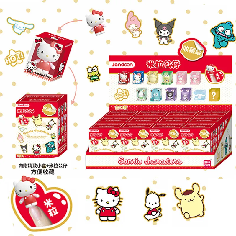Sanrio familia periférica muñeca de grano de arroz bala caja ciega mini figura adorno de mesa regalo exquisito hello kitty kuromi melodia