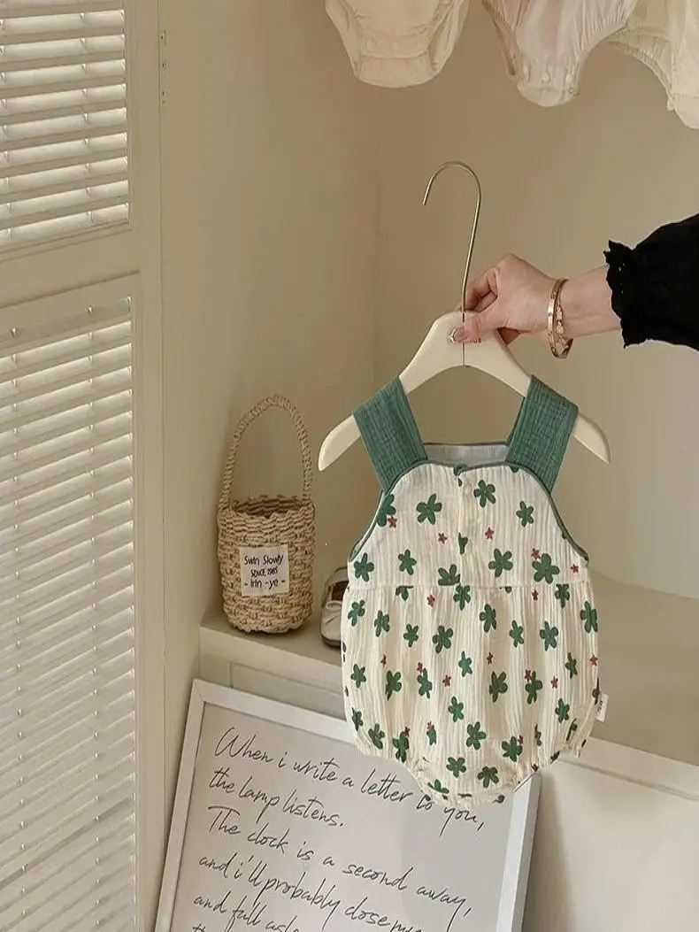 Conjunto de Moda para Bebê Menina Estilo Princesa, Macacão de Alça Fina para Verão, Adorável Body para Recém-Nascidos, Marca ...