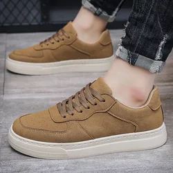 Men 2024 New Trendy Wear Resistant Casual Dad Shoes Leather Surface Fashion Casual Tenis Height Increasing Sports Shoes Sneakers