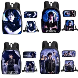 3 pz/set zaino Addams di venerdì Nevermore Academy studenti delle scuole medie primarie ragazzi ragazze zainetto Cartoon Bag Mochila