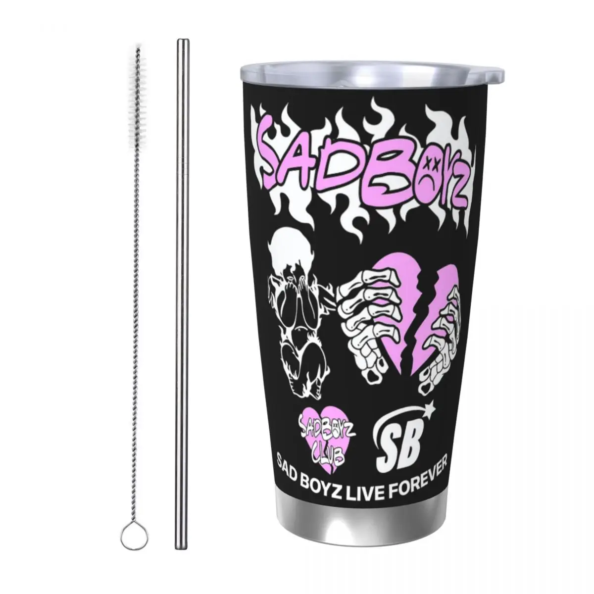 

Junior H Merch Sad Boyz Stainless Steel Tumbler Vacuum Insulated Mug Thermal Cold Cups Straws With Lid 20oz