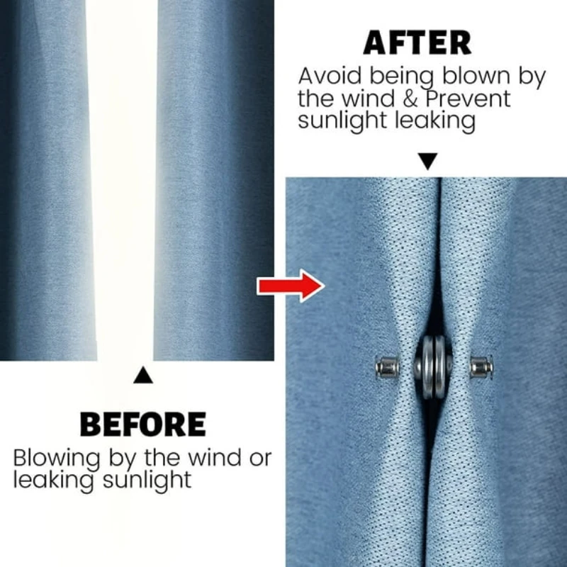 Magnetic Curtain Buckle Nail Free Detachable Window Decor Curtains Prevent Light Close Button tablecloths Curtain Magnet Clips