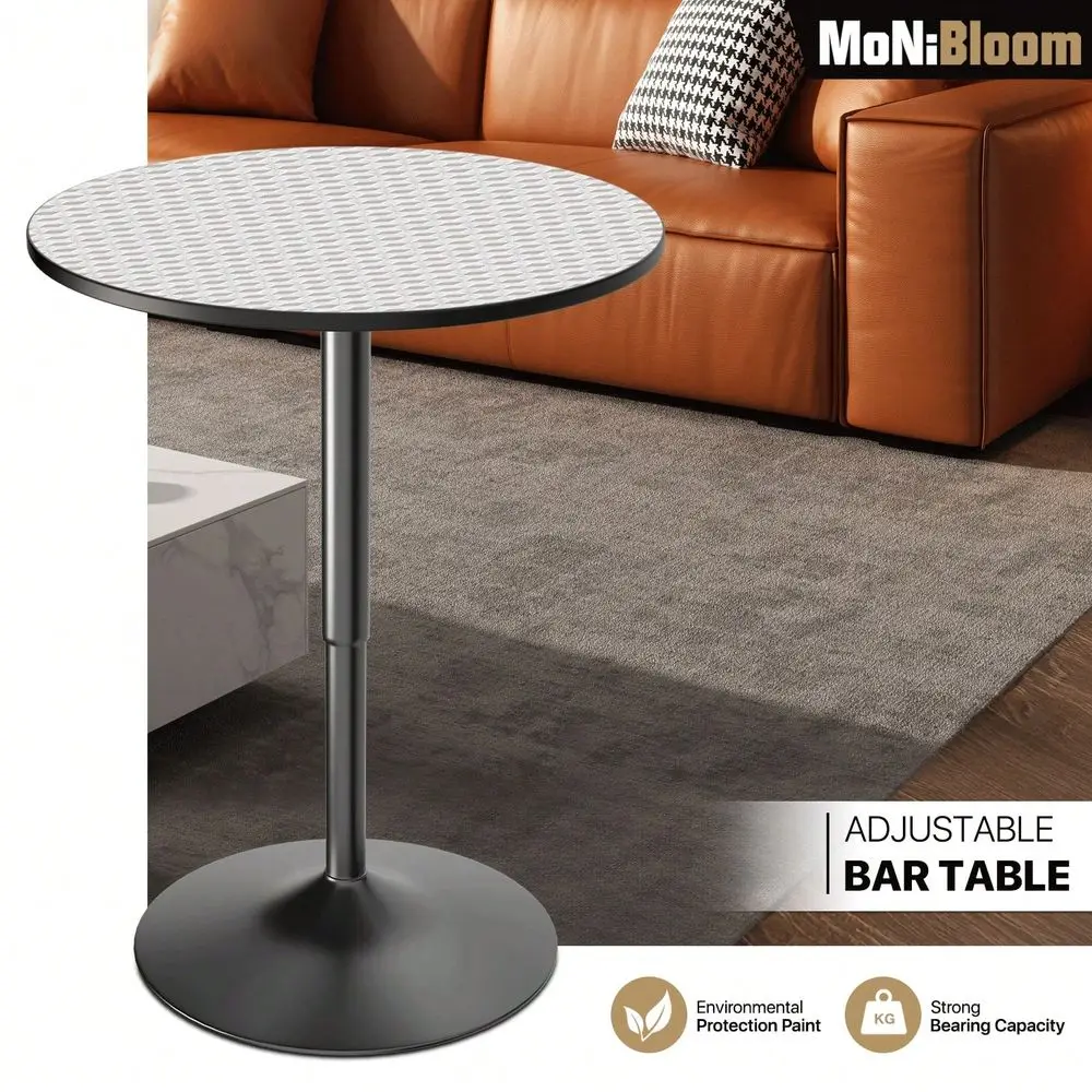 

Bar Table High Top Table, 27.5 36 HeightAdjustable Bar Table With Black Marble Texture Top And Black Base, Modern Style, Suitabl