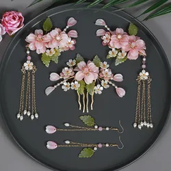Hanfu Headwear Hair Jewelry Side Hair Comb Hair Clip Earring Headwear for Friends Girlfriend Wife Novel Gift