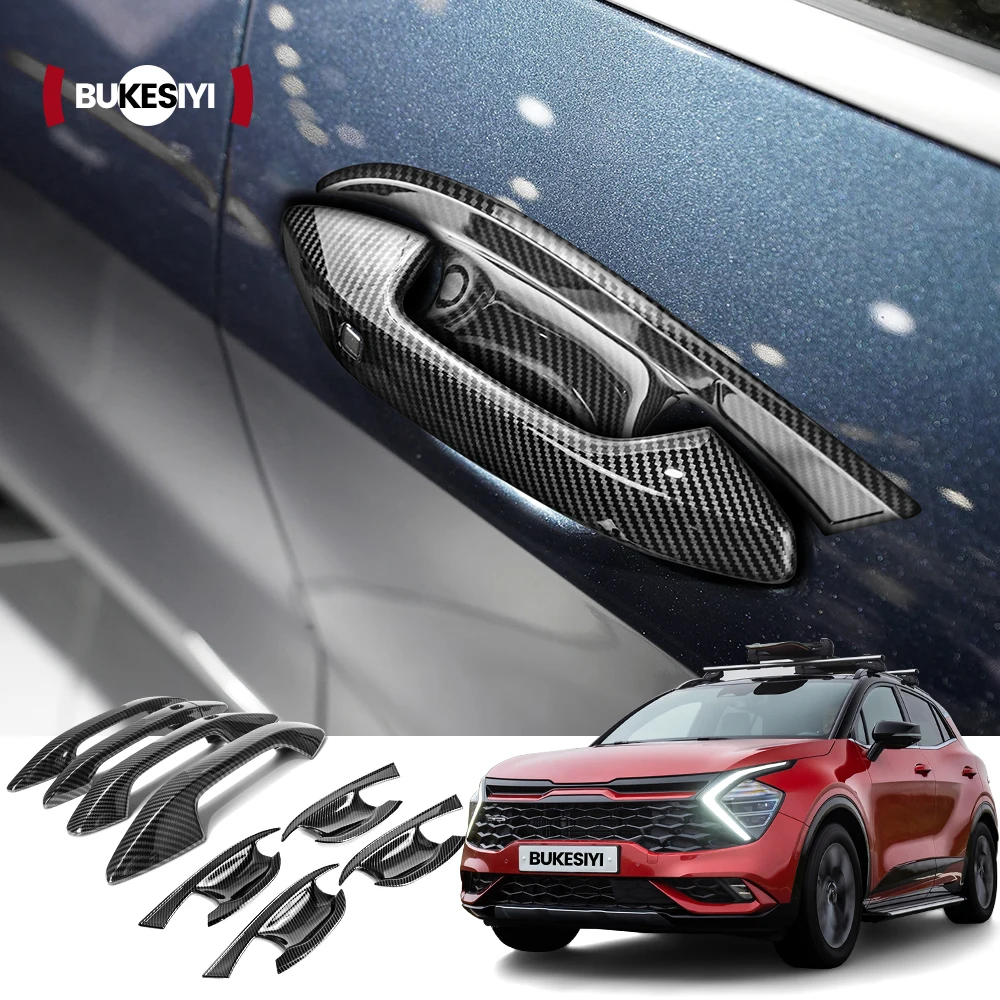 

For Kia Sportage NQ5 5 2022 2023 2024 Exterior Door Handle Outer Bowls Cover Carbon Fiber Protector Trim Sticker Accessories