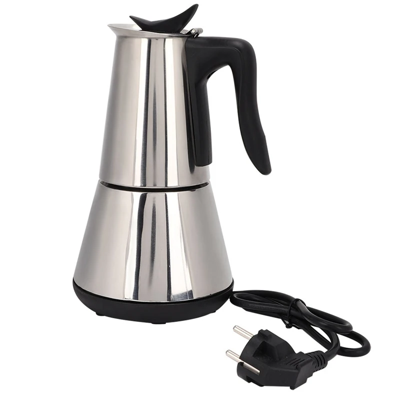 

Electric Stove Espresso Maker Moka Pot 6 Cups Percolator Coffee Pot Electric Stainless Steel Classic Cafe Maker EU Plug