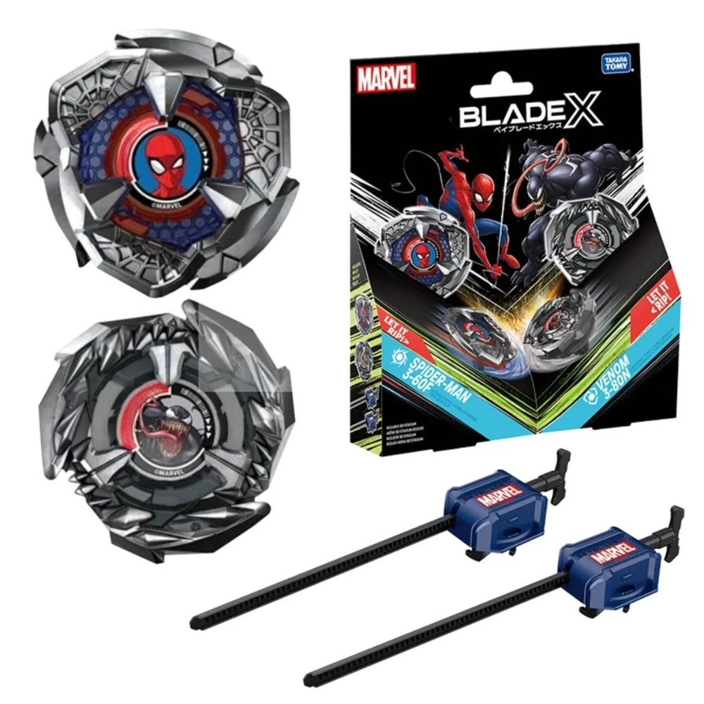 مجموعة Marvel Spider-Man 3-60F Vs Venom 3-80N المزدوجة BXG-30 الأصلية Takara Tomy Bey X Blade