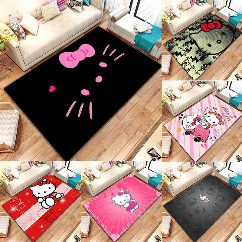 MINISO Sanrio Hello Kitty Rectangular Rug, Cute Cartoon Patterns Soft Non  Slip Floor Mat for Kids Bedroom Living Room Decor