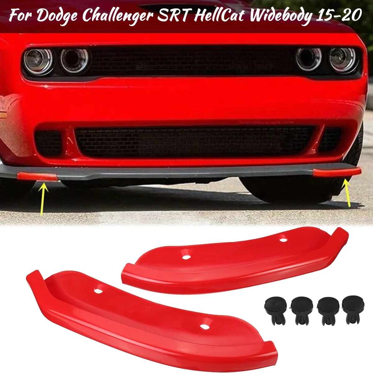 

2x Front Bumper Splitter ProtectorDiffuser Spoiler Guard For Dodge Challenger SRT HellCat 2015 - 2020 Widebody Car Accessories