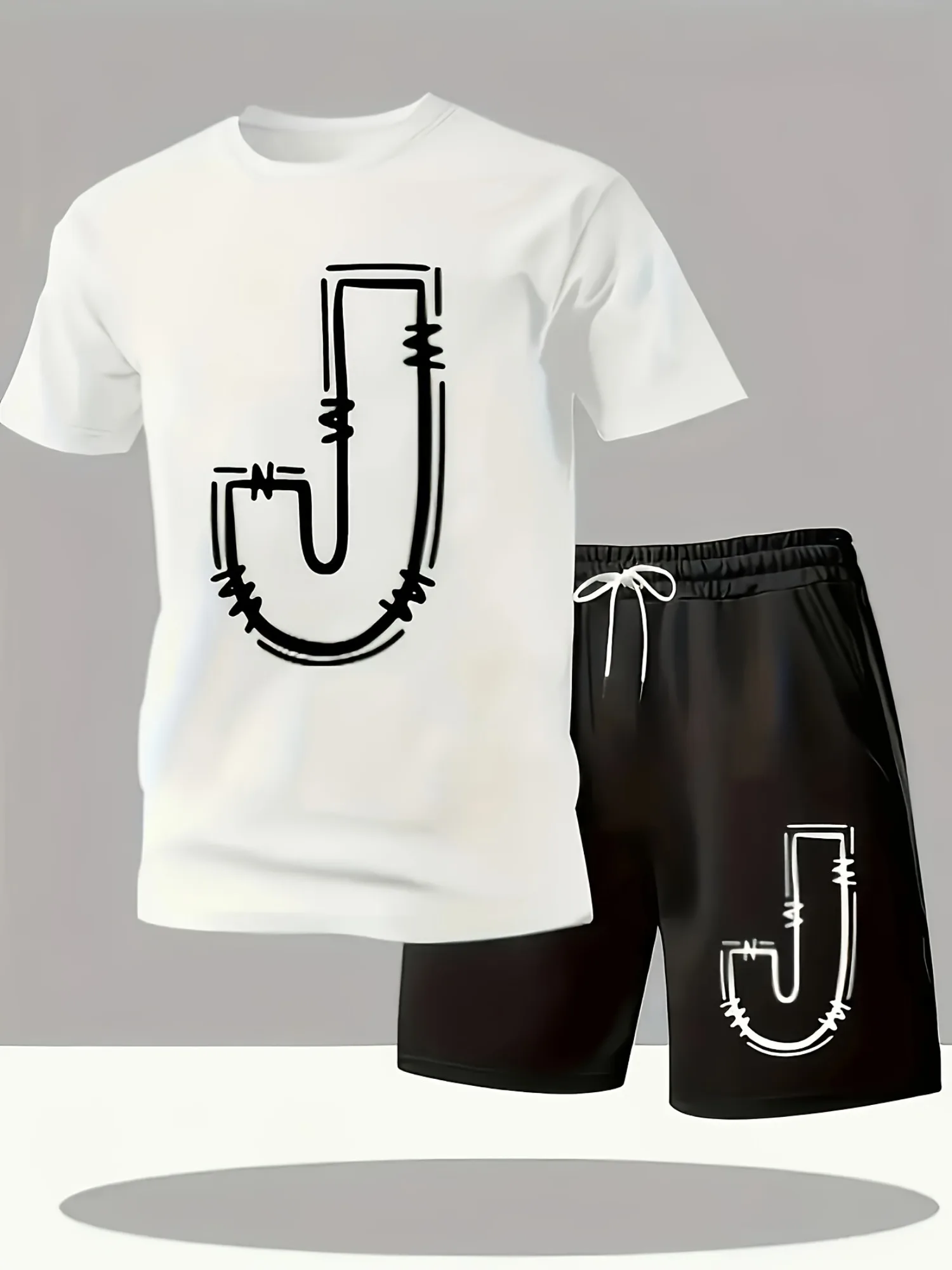 

"Lazy Casual Men's Sport Suit Is Here! Cotton Breathable Short Sleeve T-Shirt + Quick-Dry Drawstring Shorts"