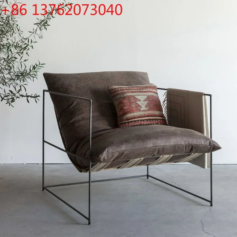 Nordic casual cafe fabric sofa chair, studio single wrought iron