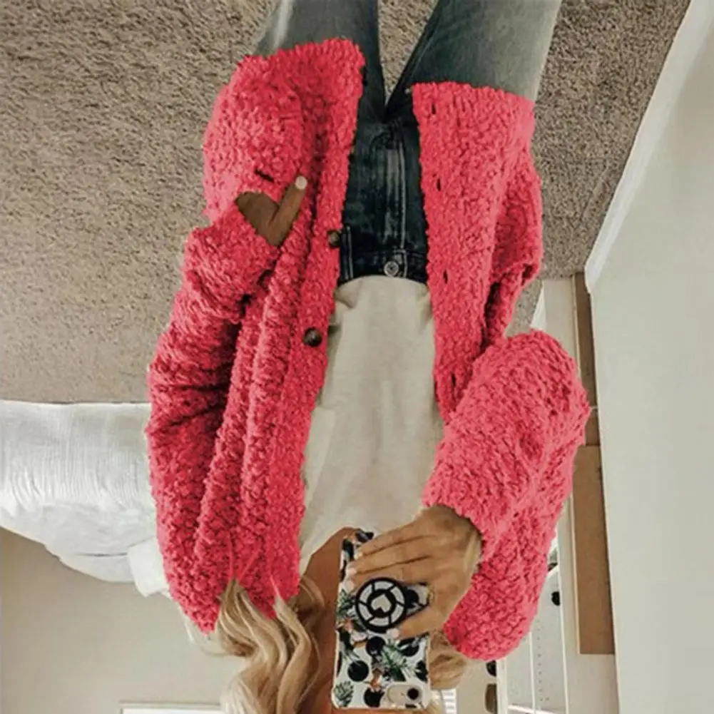 

2025 Women Sweater Coat Long Sleeve Collarless Knitting Jacket with Pockets Loose Fit Solid Color Tops Coat Autumn Winter Wear