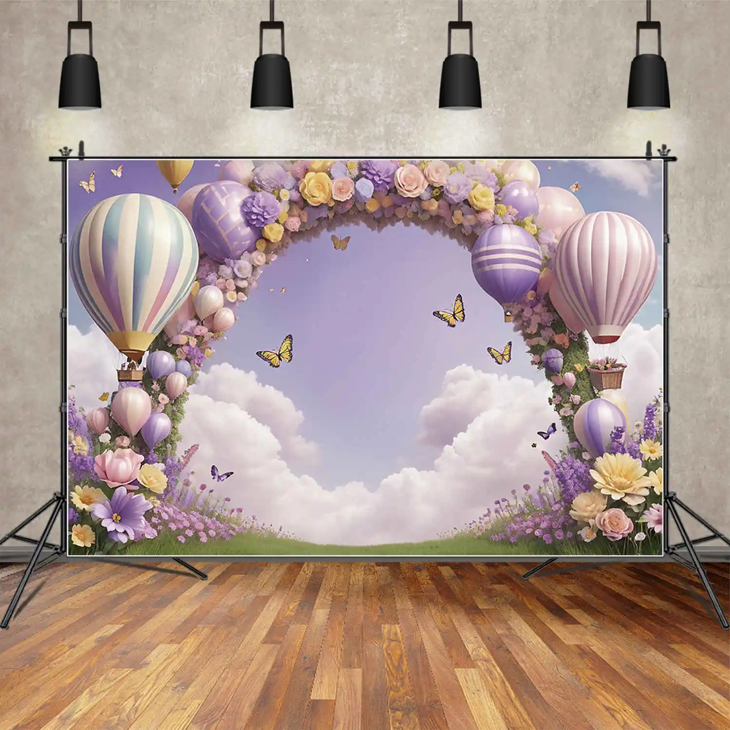 MOON.QG Balloon Arch Birthday Background Floral Flower Wedding Photo Backdrop Custom Children Party Studio Photography Back Drop