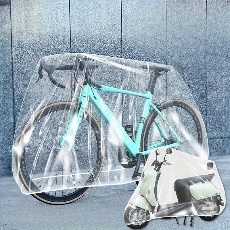 5Pcs Disposable Transparent Bicycle Cover, Mountain Bike Rain Cover, Motorcycle Transparent Rain Cover, All-round Coverage