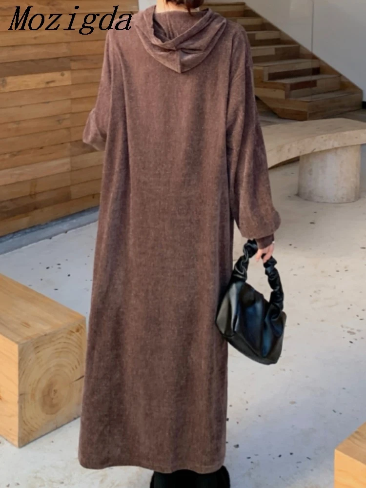 

Autumn Spring Oversize Long Sleeve Hooded Dress Women Korean Loose Elegant Vintage Black Ladies Dresses Vestidos