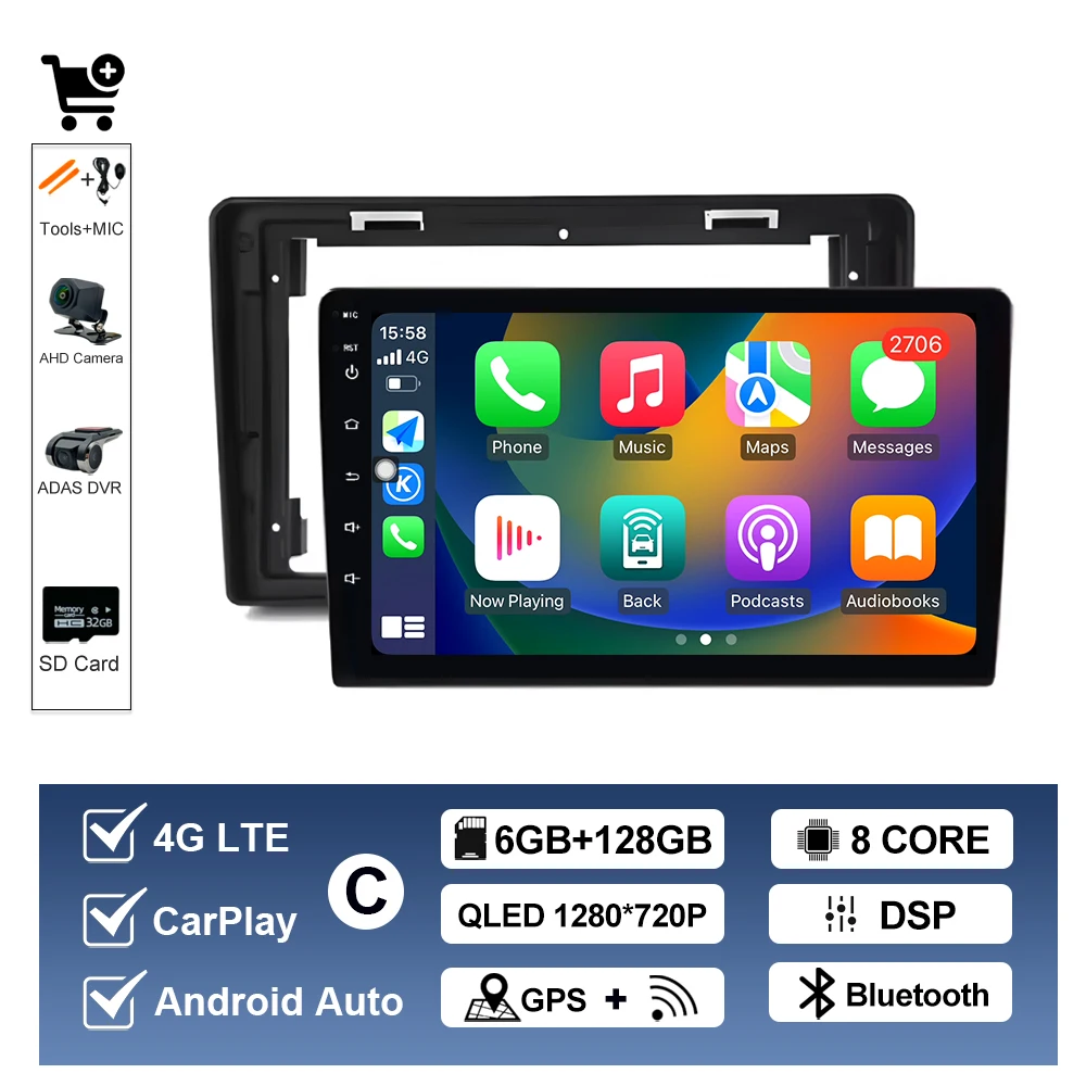 Voor Citroen C2 C3 2001 2002 2003-2010 Auto Multimedia Speler Android14 GPS Navigatie Auto Gereedschap DSP Stereo CarPlay QLED Scherm