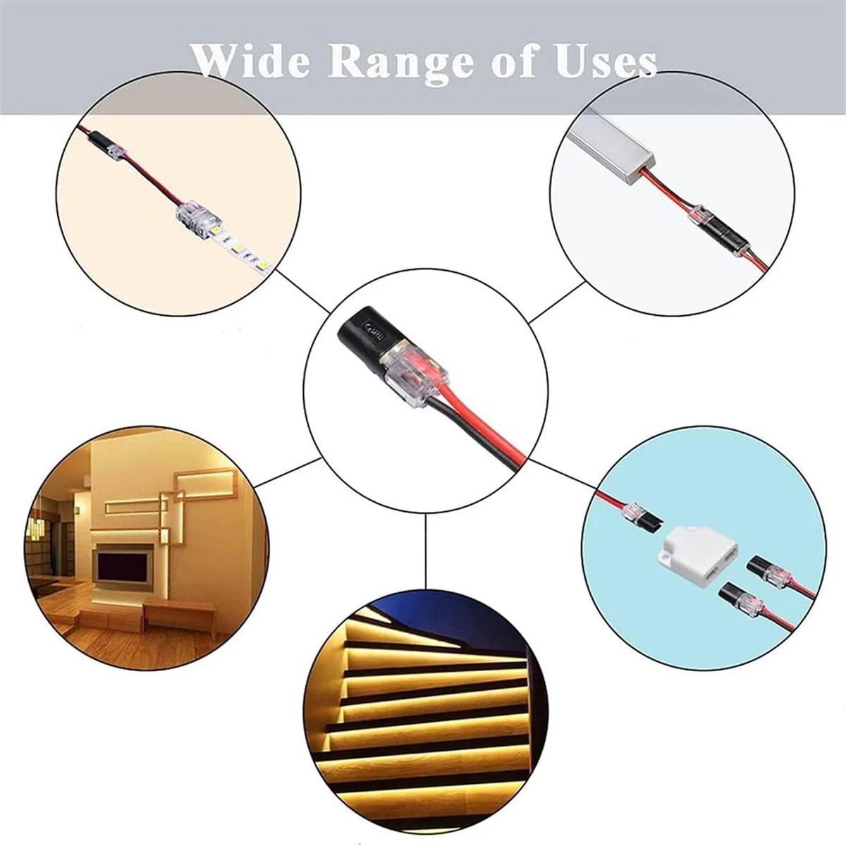 30Pack Double - Wire Plug-in Connector, Pluggable 2/3/4 Pin 3 Way LED Wire Connectors Low Voltage Wire Connectors